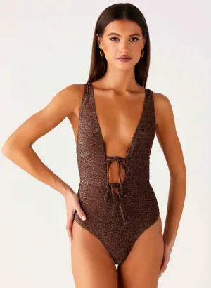 Drifter One Piece Swimsuit - Chocolate Trendy Prints
