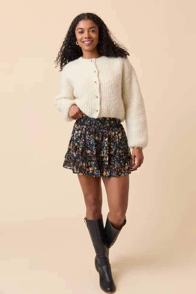 Through The Garden Black Multi Floral Skort Weekend Vibes