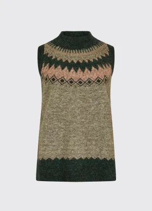 Soft touch finish Doyle Women's Fair Isle pattern vest - Olive
