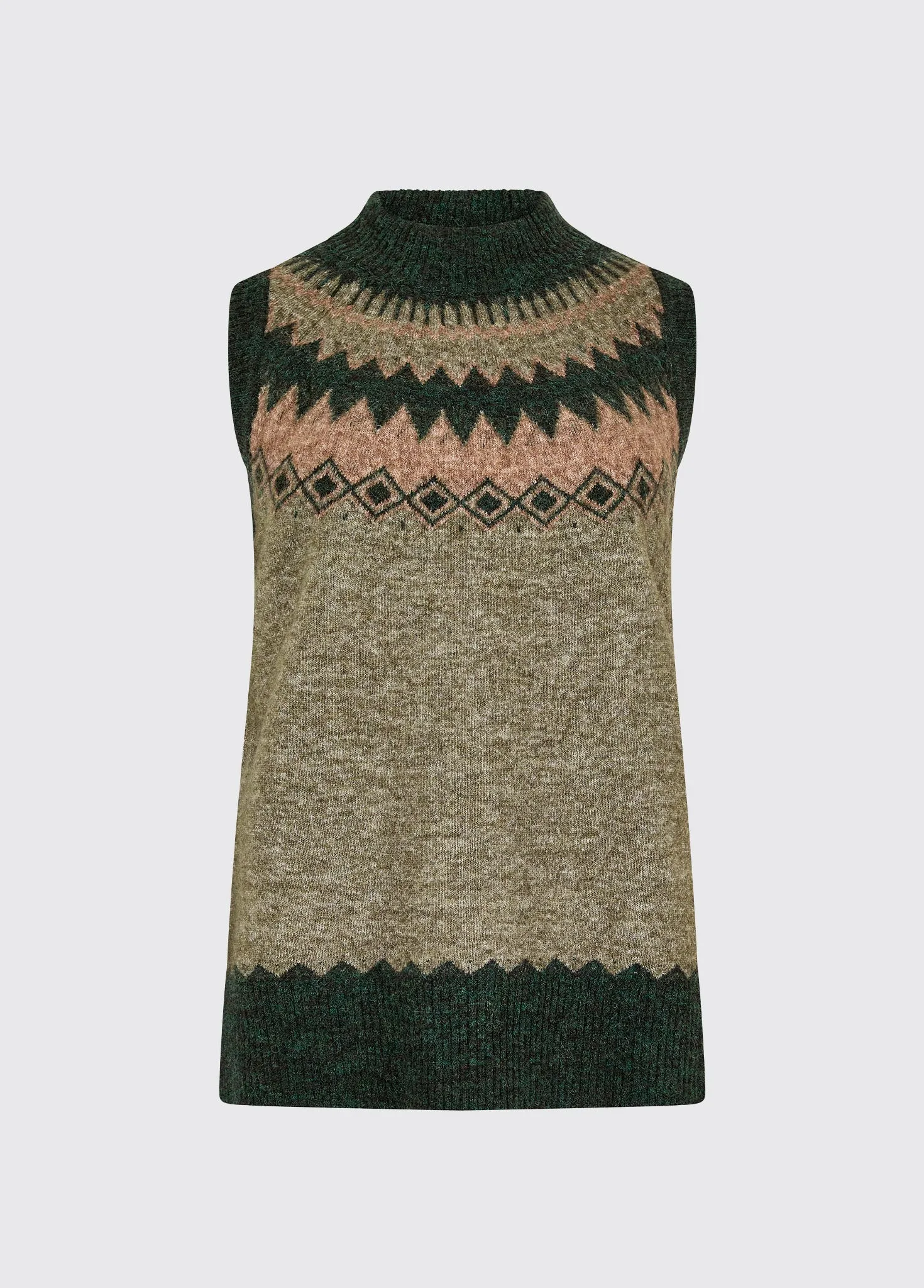 Soft touch finish Doyle Women's Fair Isle pattern vest - Olive