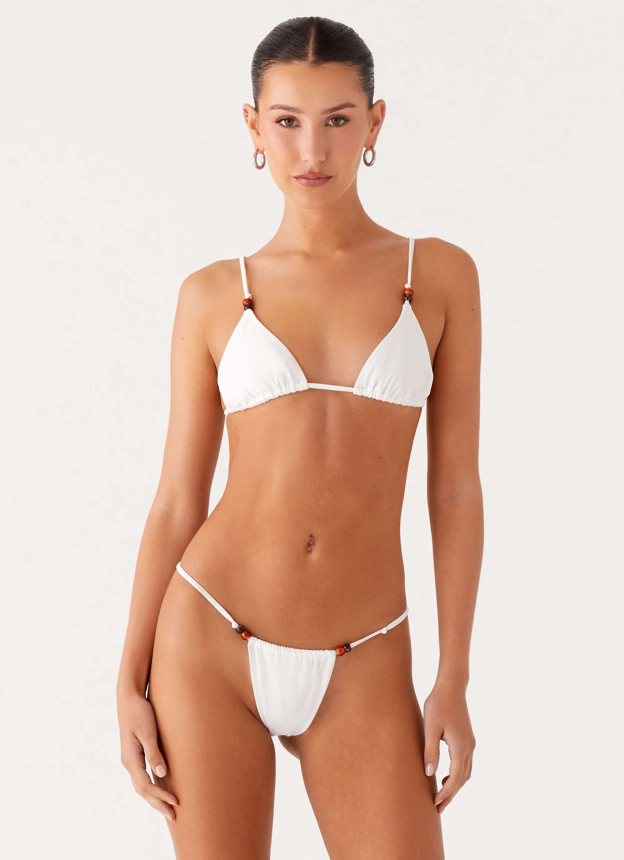 Ivanka Bikini Bottoms - White Chlorine Resistant Material Stylish Look