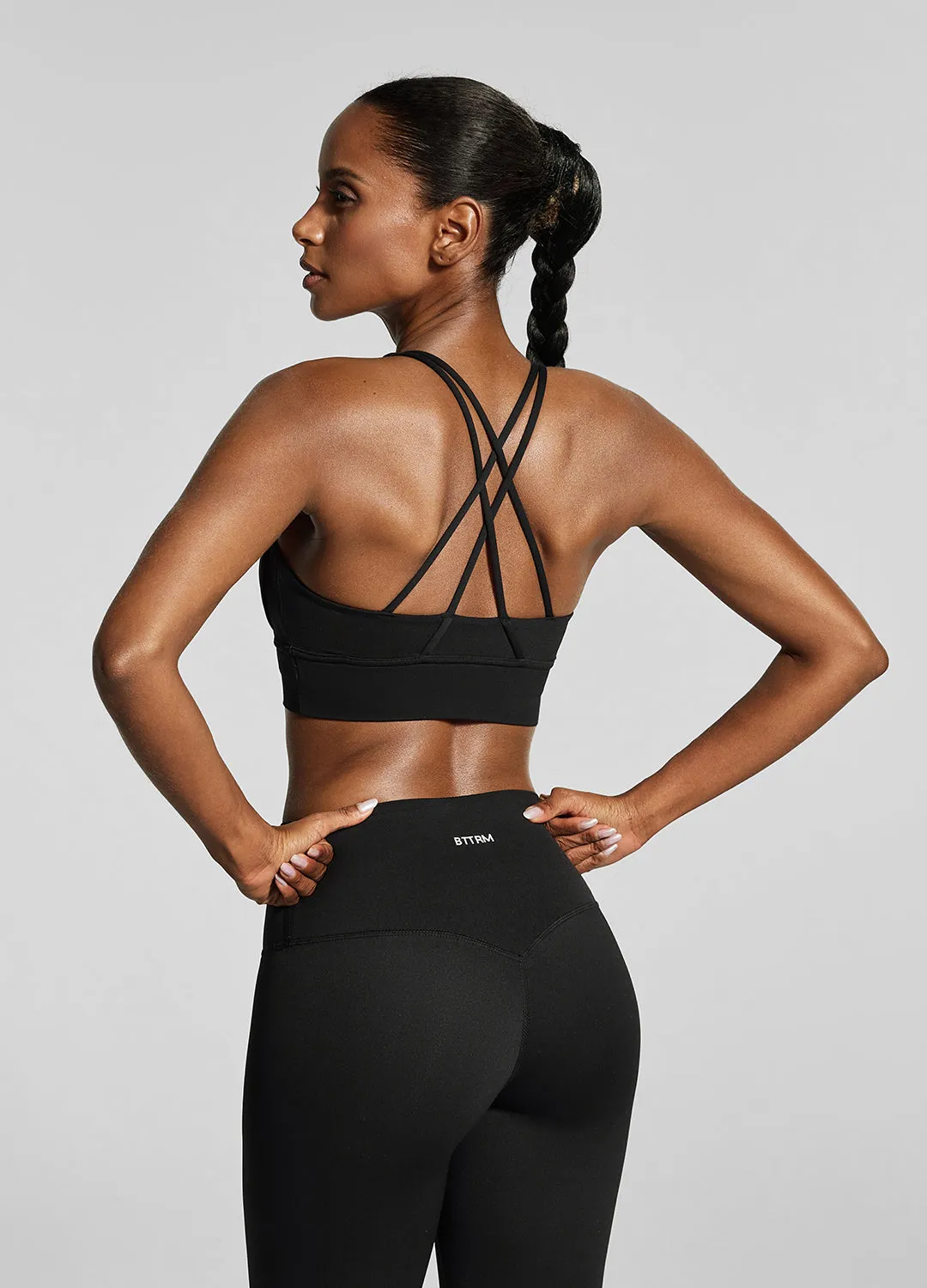 Jet Black Strappy Back Top Minimalist fitness clothing