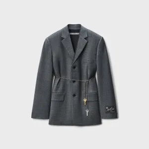 Alexander Wang Tailored Blazer with Chain - Dark Grey Melange Heat Retention Lining