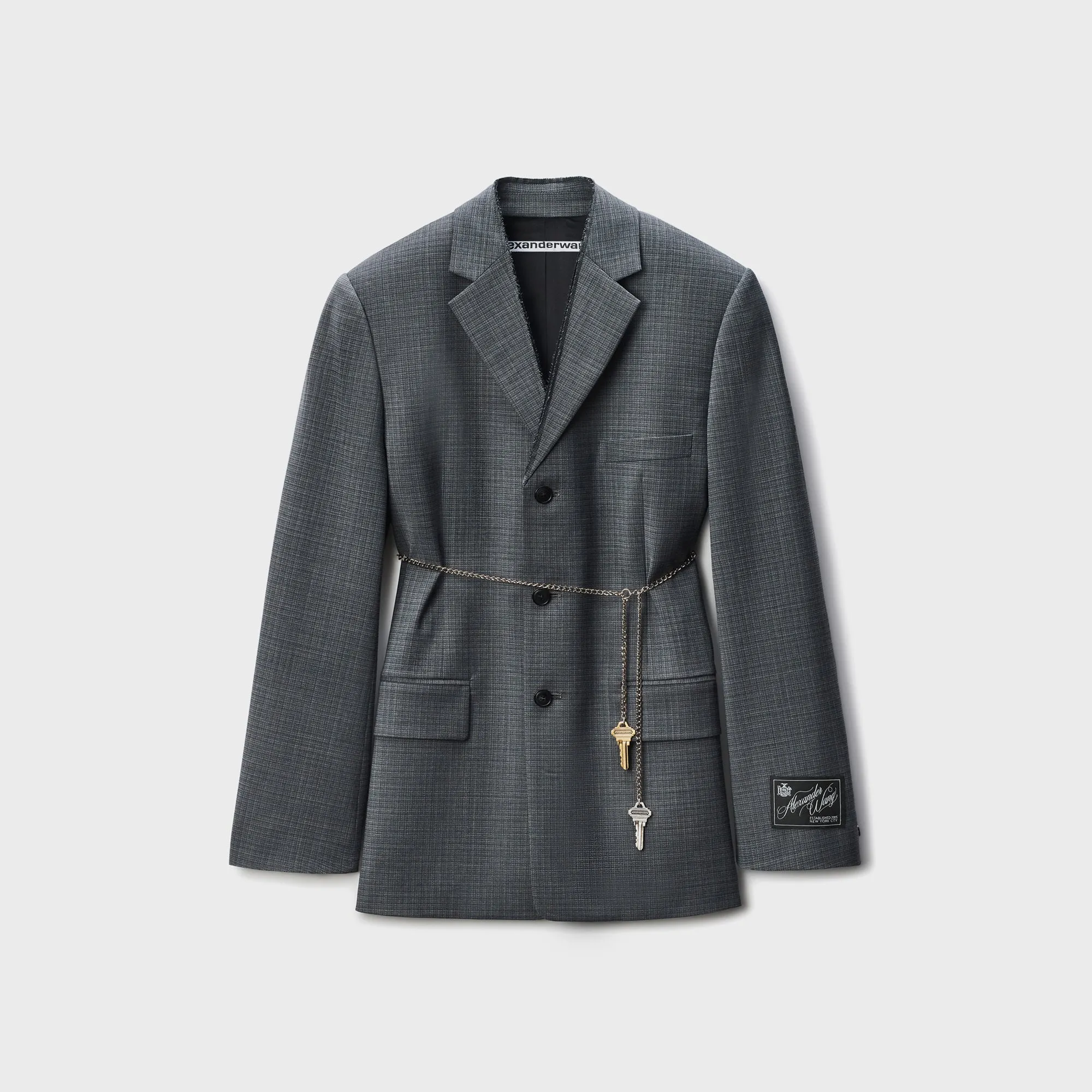Alexander Wang Tailored Blazer with Chain - Dark Grey Melange Heat Retention Lining