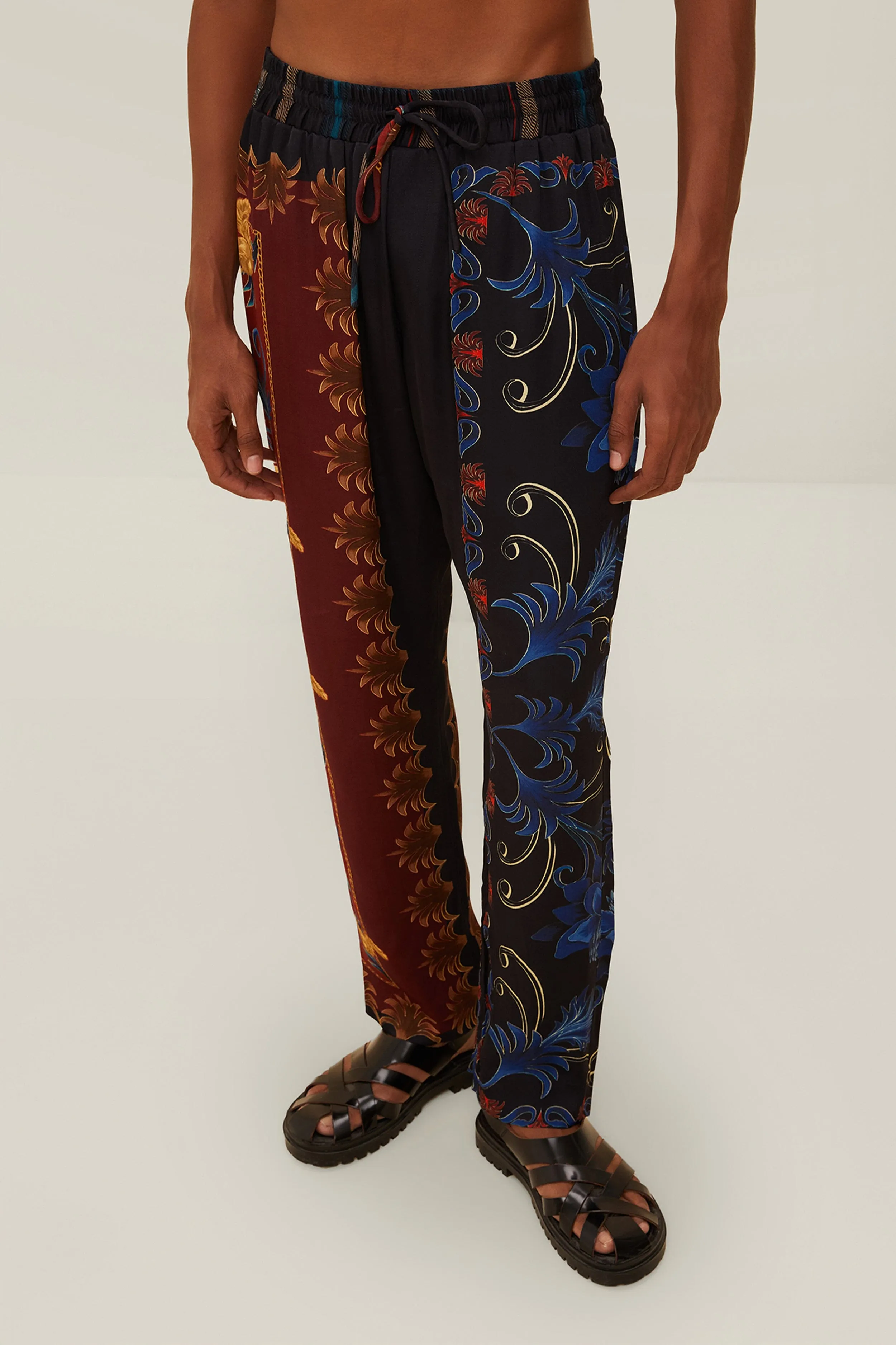 Black Mixed Arabesque Scarves Pants Slim Waist Daily Motion