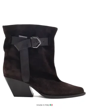 Comfortable Posture Deep Grooves E4494-B Dark Brown Boot Suede