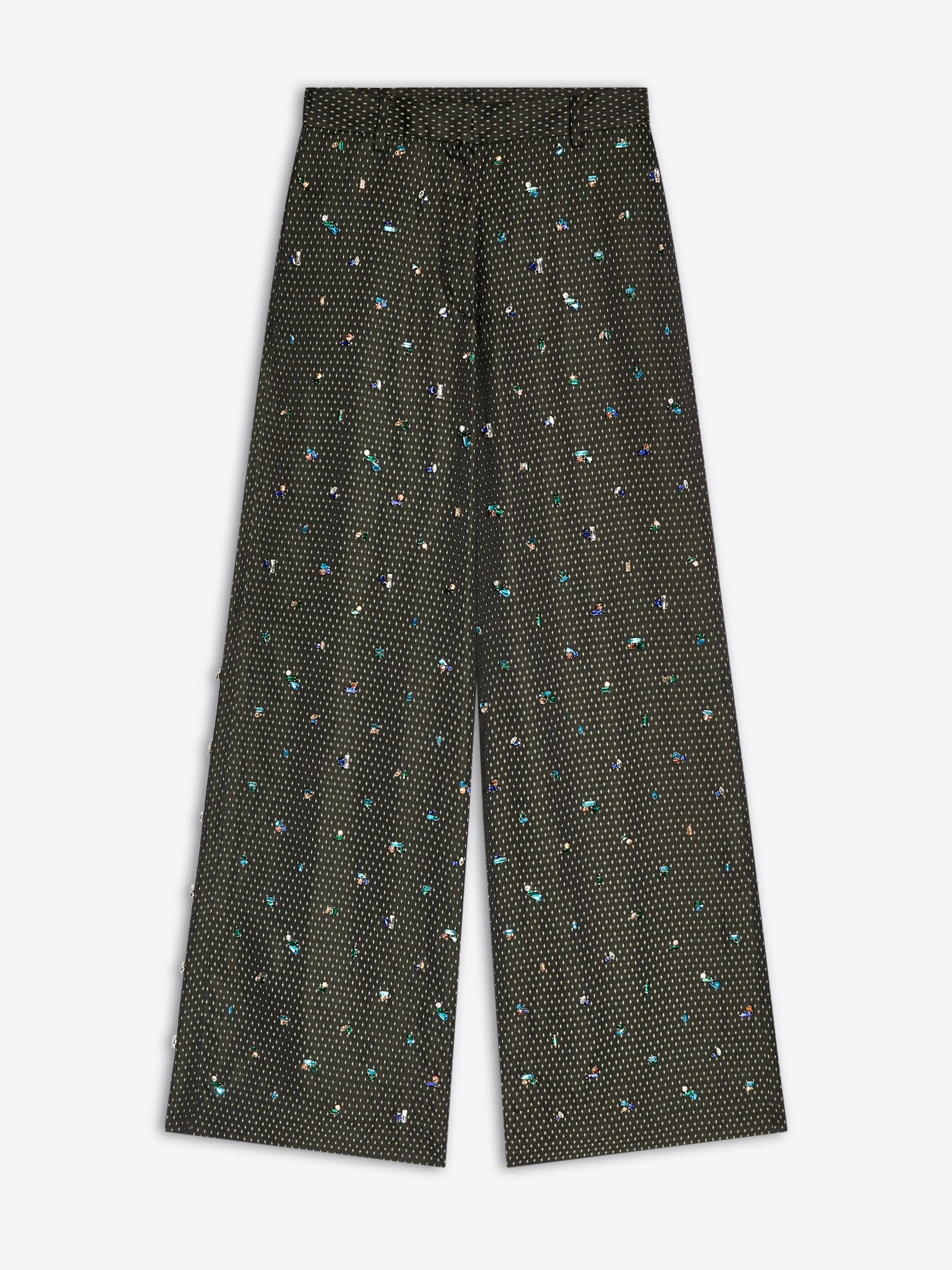 Rubberized Hem Embellished wide leg pants