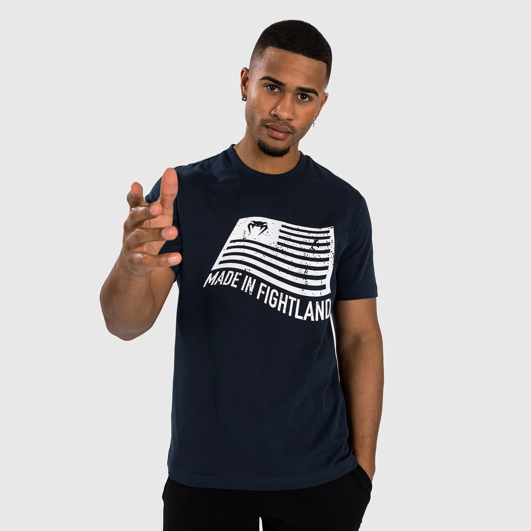 Weekend Style Relax Trend Venum Made in Fightland T-Shirt - Navy Blue/White
