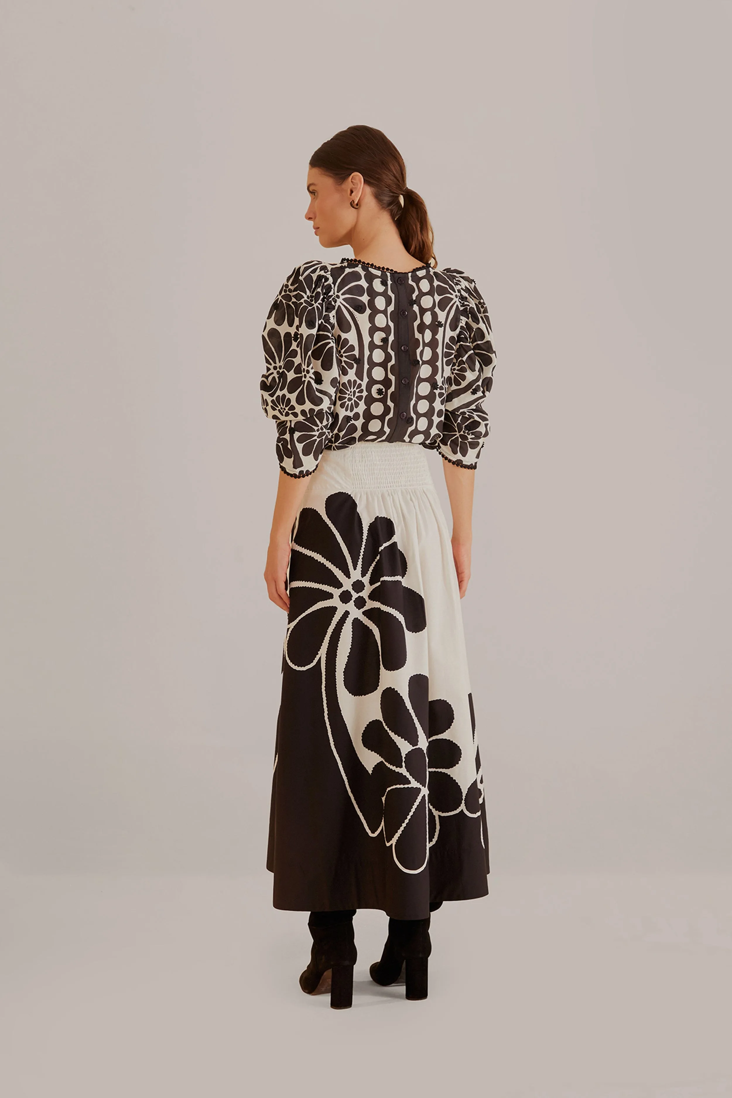 elastic waistband Black Palermo Maxi Skirt