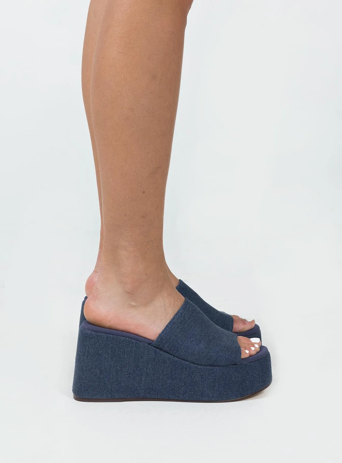 Broca Platform Sandal Dark Denim Open Toe Pumps