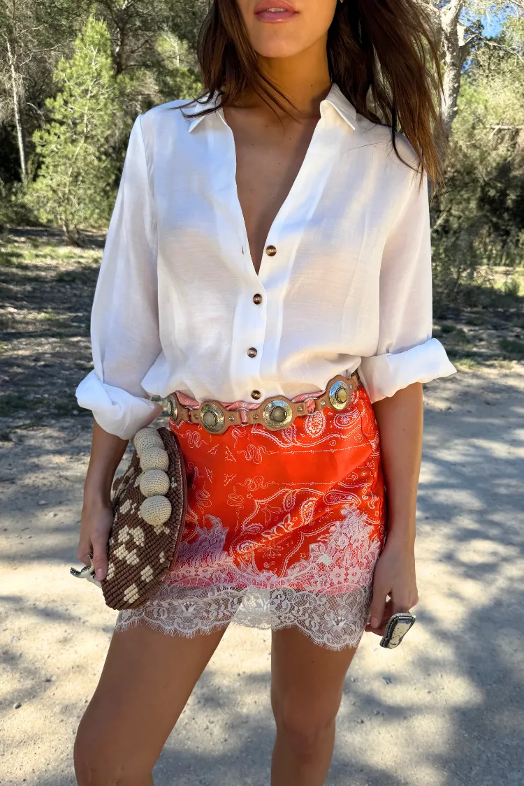 Red Carpet Look Red Bandana Lace Maeva Skirt