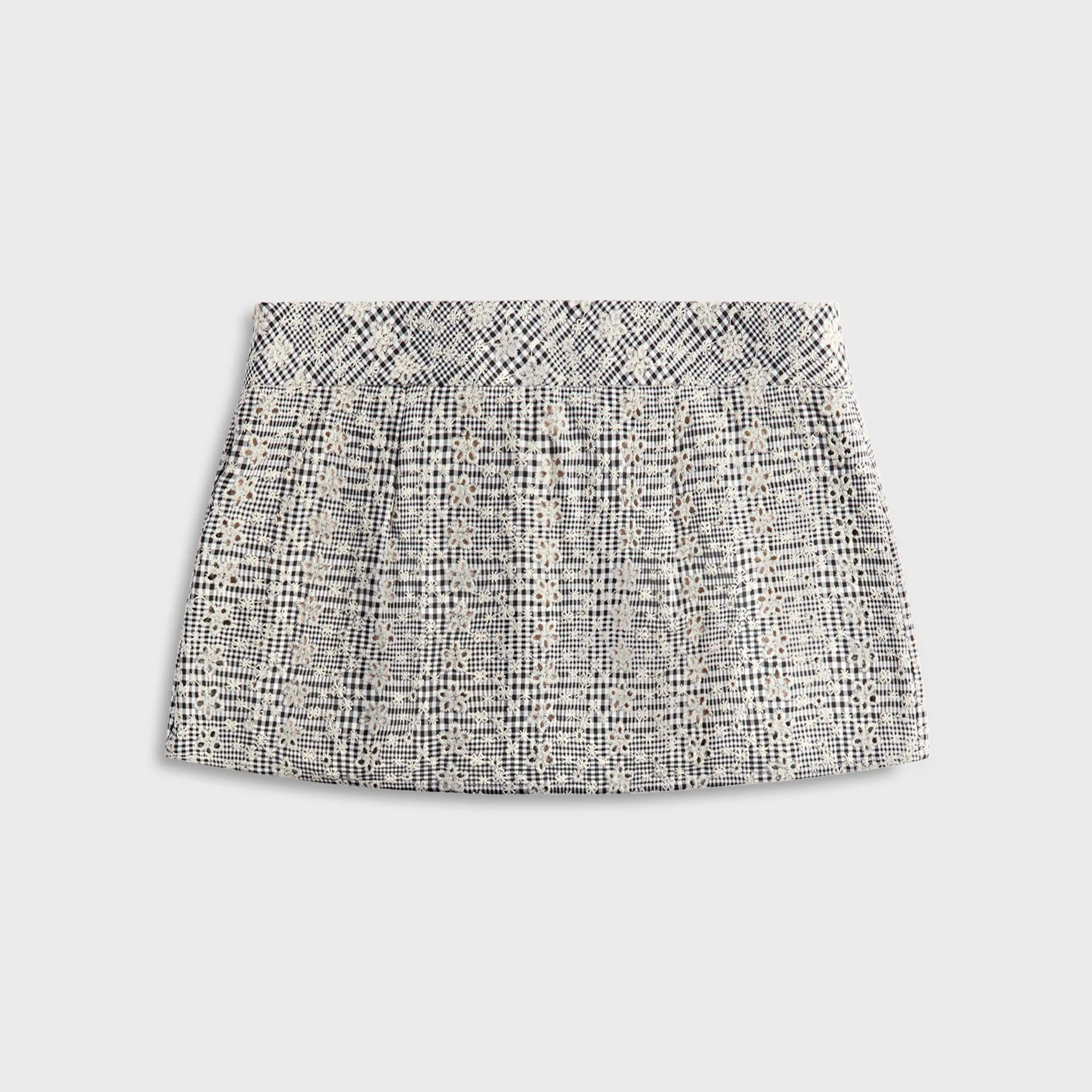 Animal Print GUIZIO Floriane Gingham Mini Skirt with Shorts - Black / White
