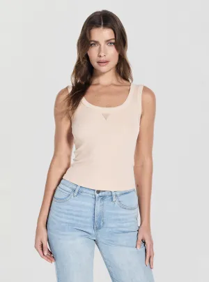 Eco Beige Triangle Patch Tank Top Relax Comfort Style