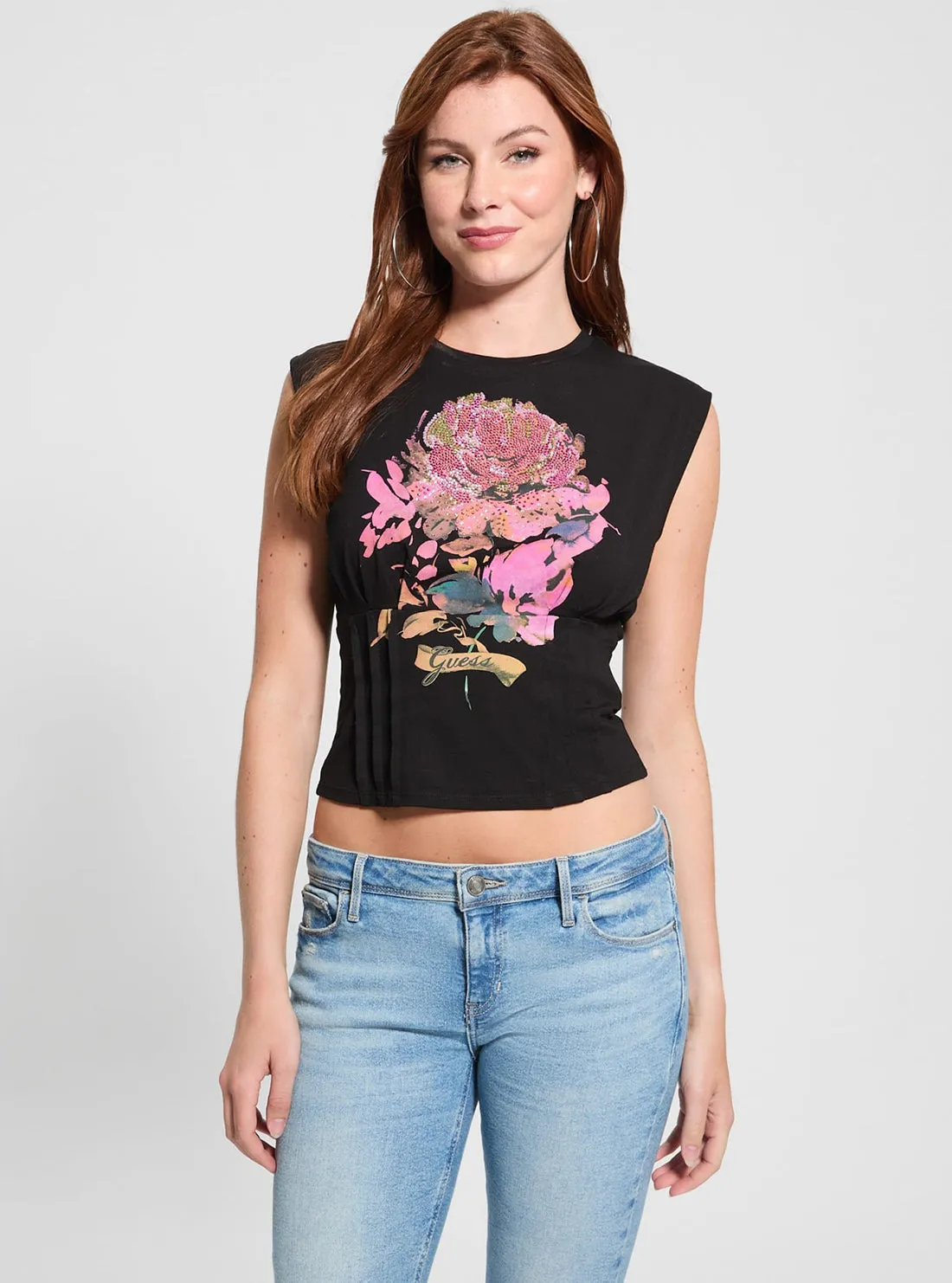 Eco Black Pigment Rose Corset T-Shirt Non Restrictive Fit Layered Comfort