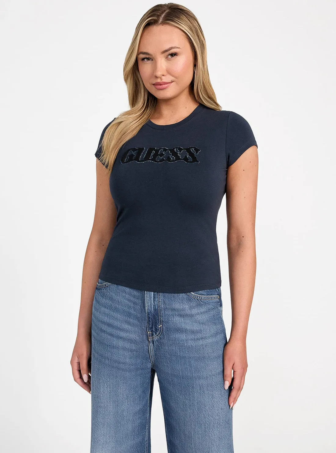 Eco Blackened Blue Pony Hair Logo T-Shirt Simple Yet Elegant