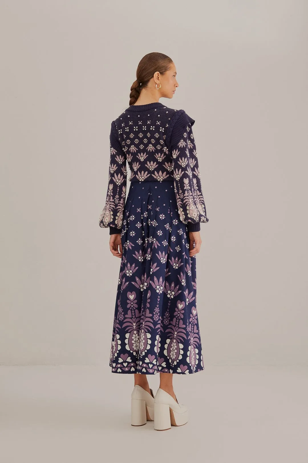 Dark Blue Ainika Martina Midi Skirt All Occasion