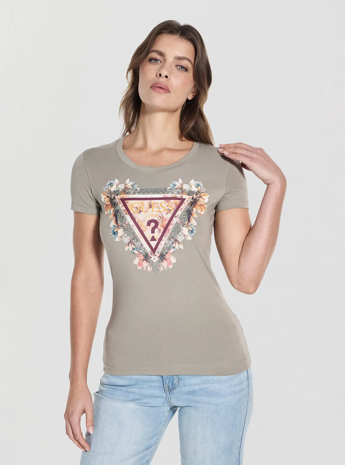 dry cleanable Eco Green Triangle Flowers T-Shirt