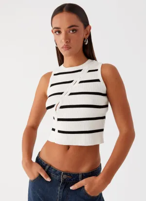 Gentle Stretch Waistband Chromatic Charm Knit Top - Ivory