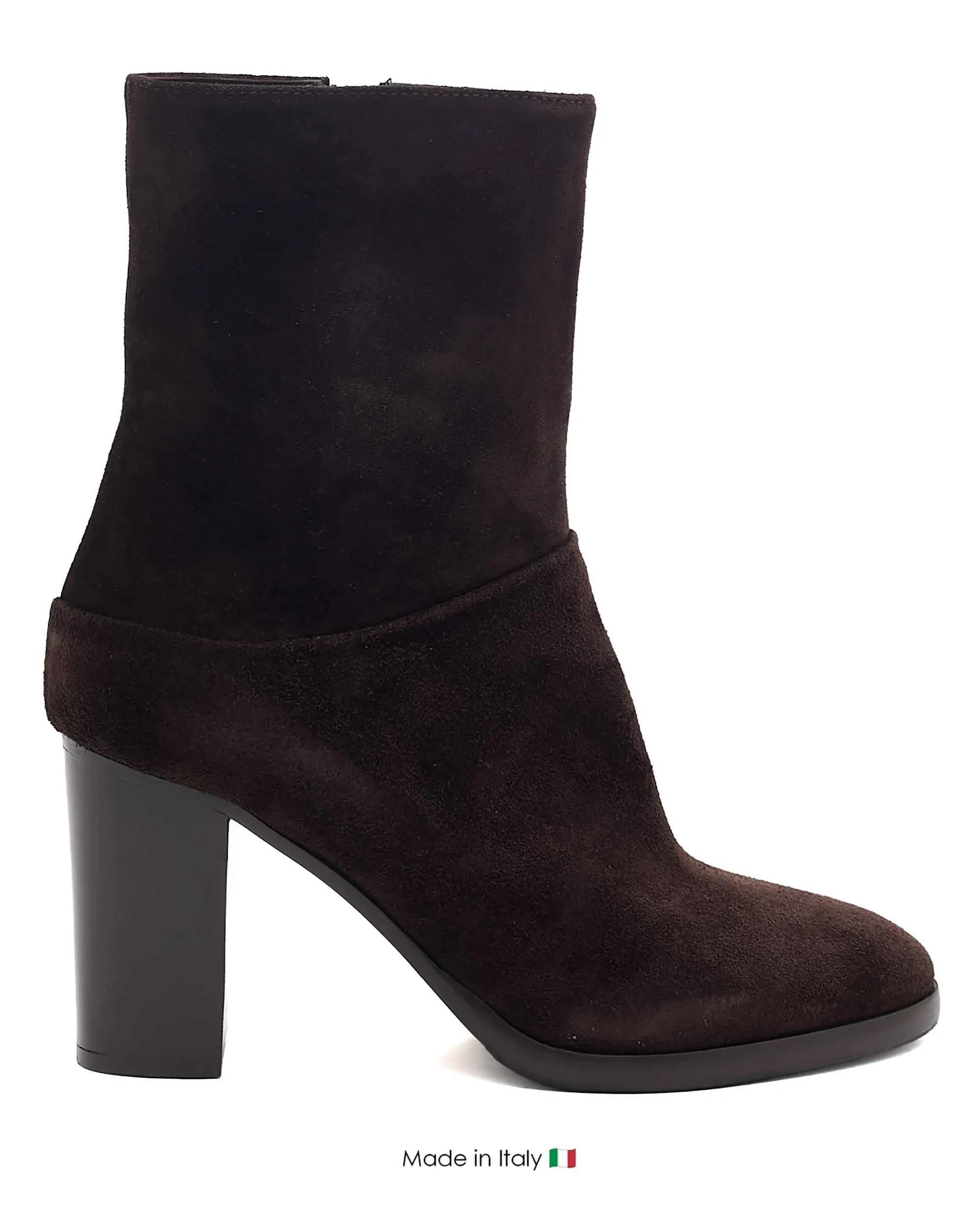 Isadora Dark Brown Suede Slip Block Breathable Interior