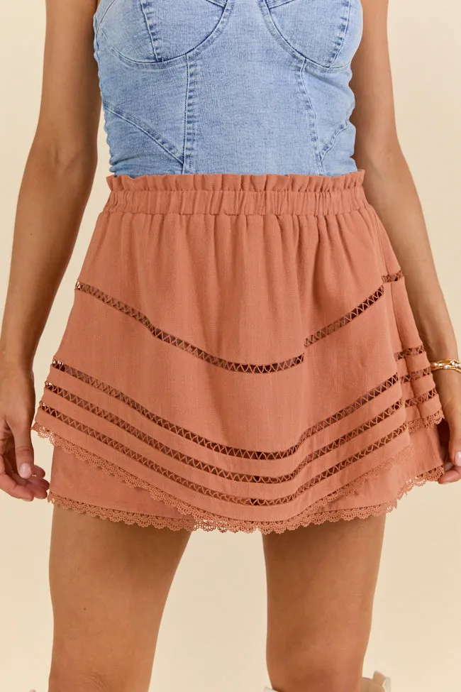 Fringe Detail Summer Outfit Highway Harmony Woven Brown Skort SALE