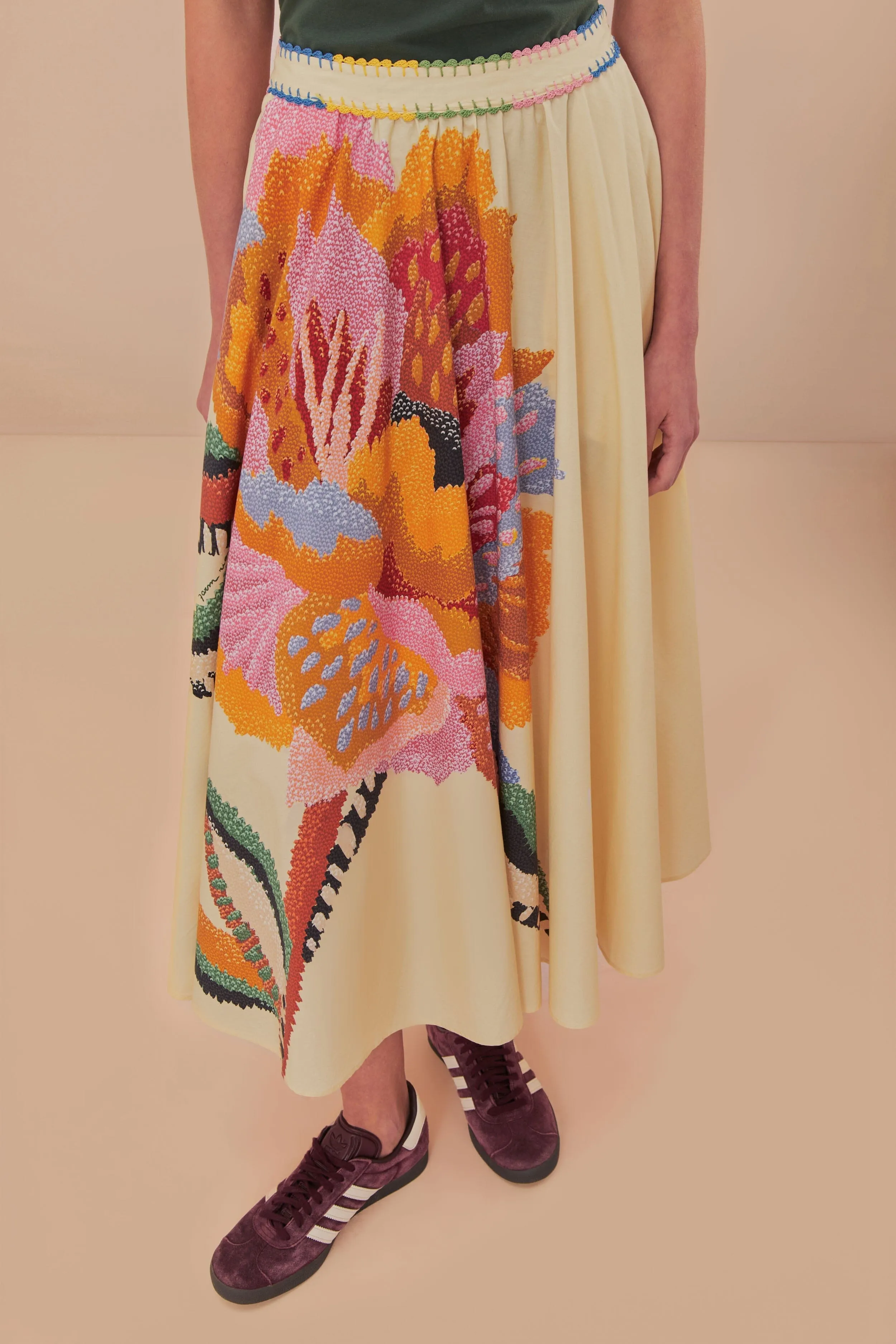 birthday party Collaboration Piece Beige Lucy Floral Maxi Skirt