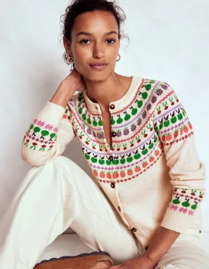 Edie Fair Isle Cardigan-Ecru Marl, Fruit Colorfast Clothing