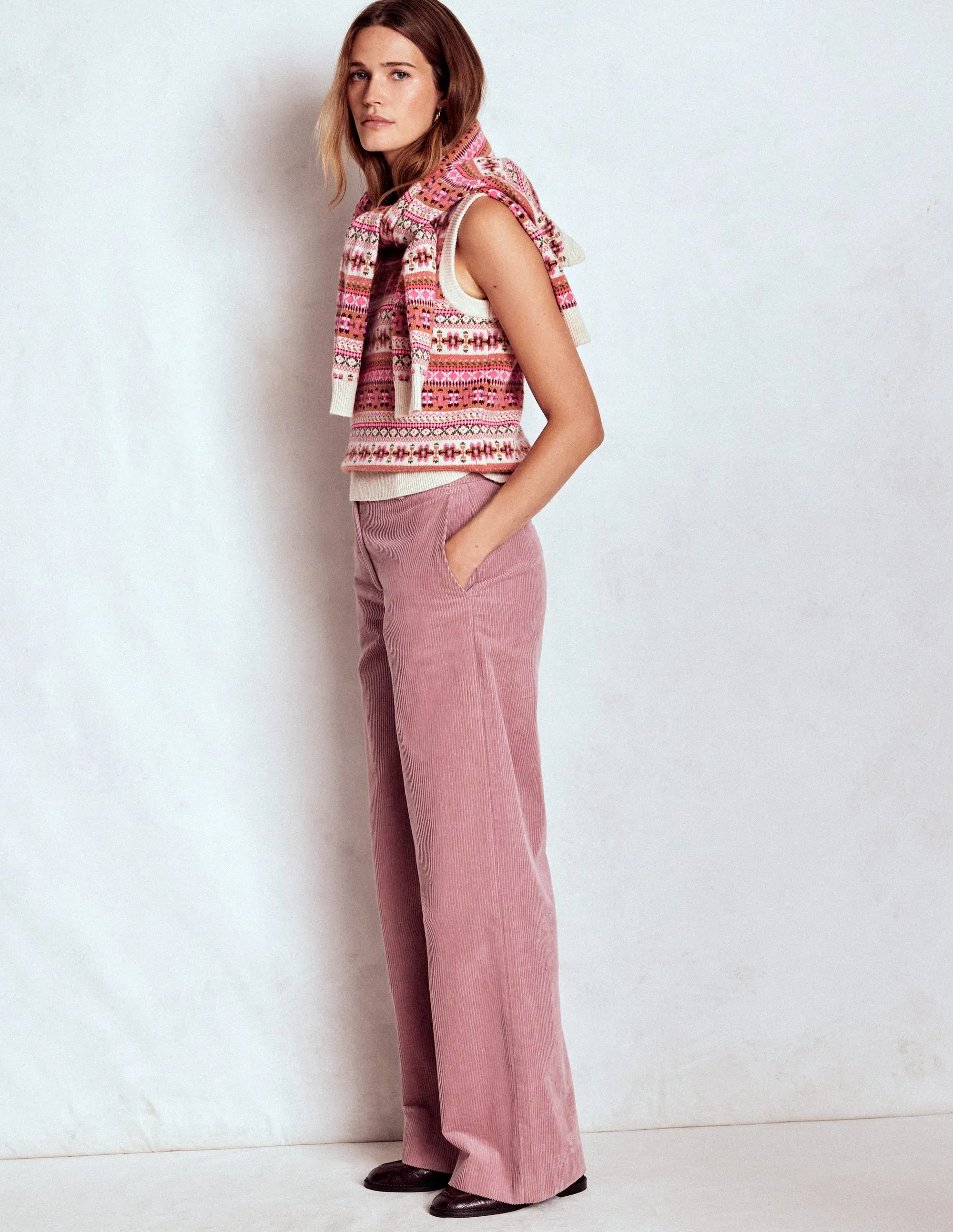 Edie Fair Isle Tank-Pink Heritage Fair Isle Gentle Fit