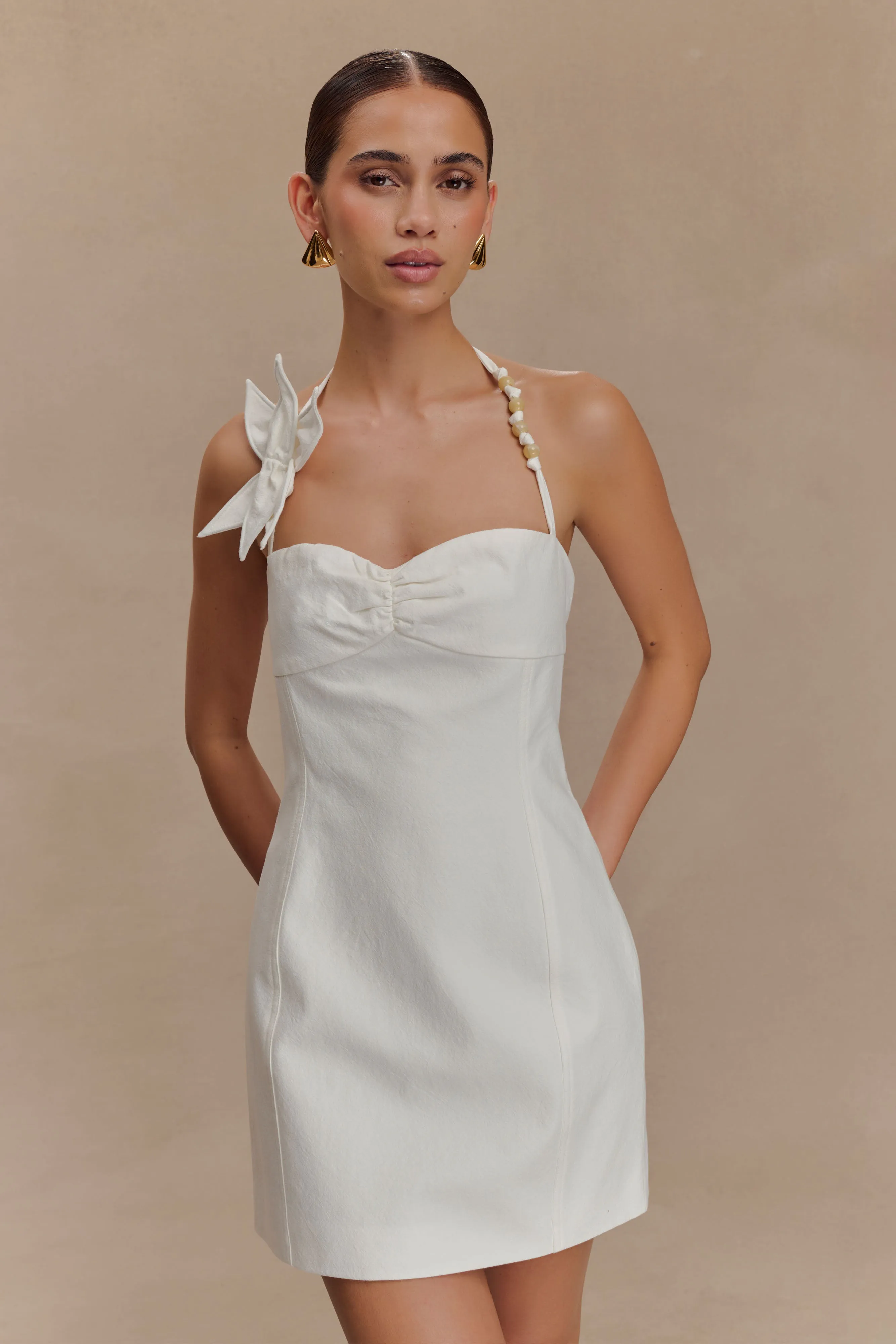 Chic Fit Wear Reyes Cotton Floral Mini Dress - White