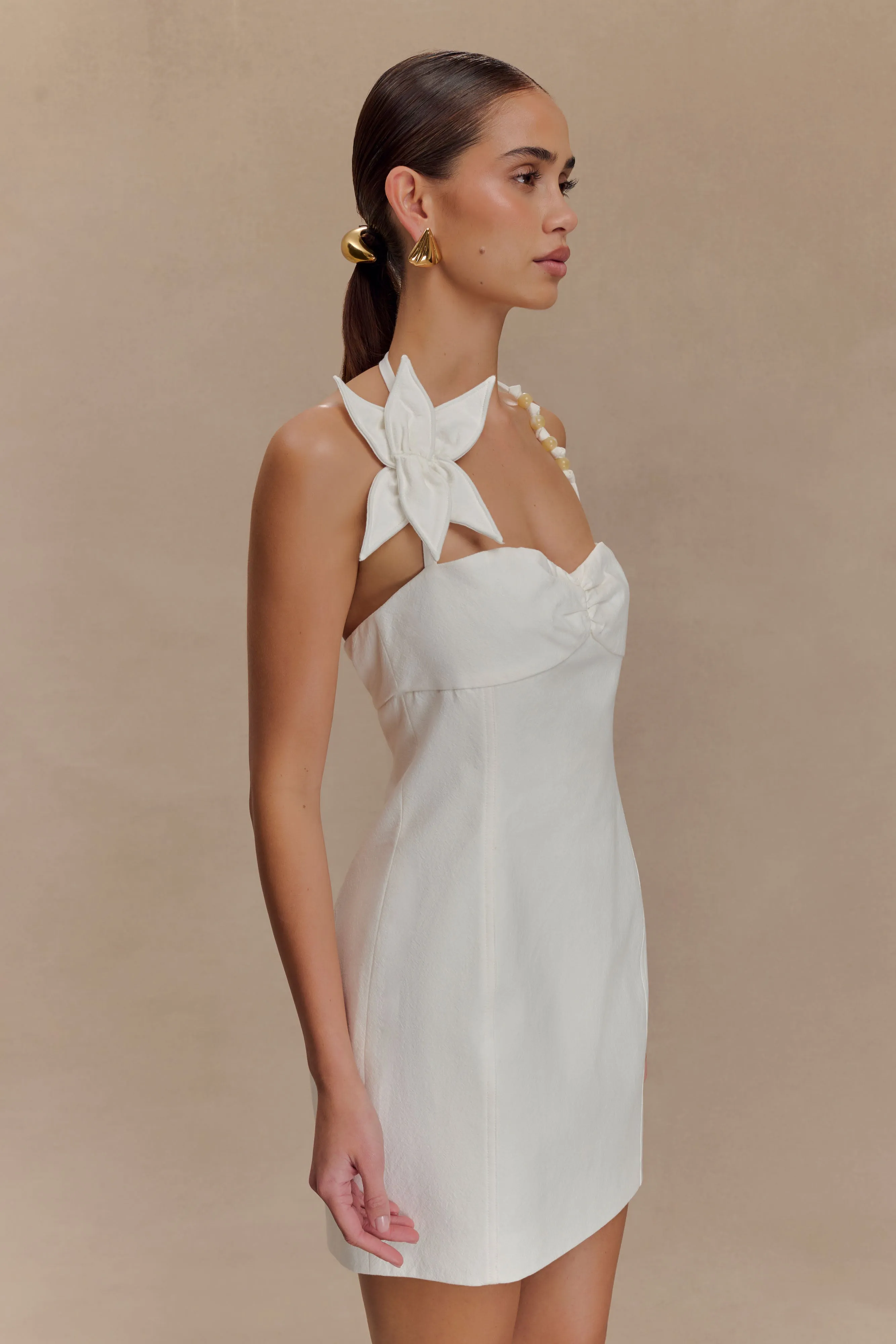 Reyes Cotton Floral Mini Dress - White Smile Glow