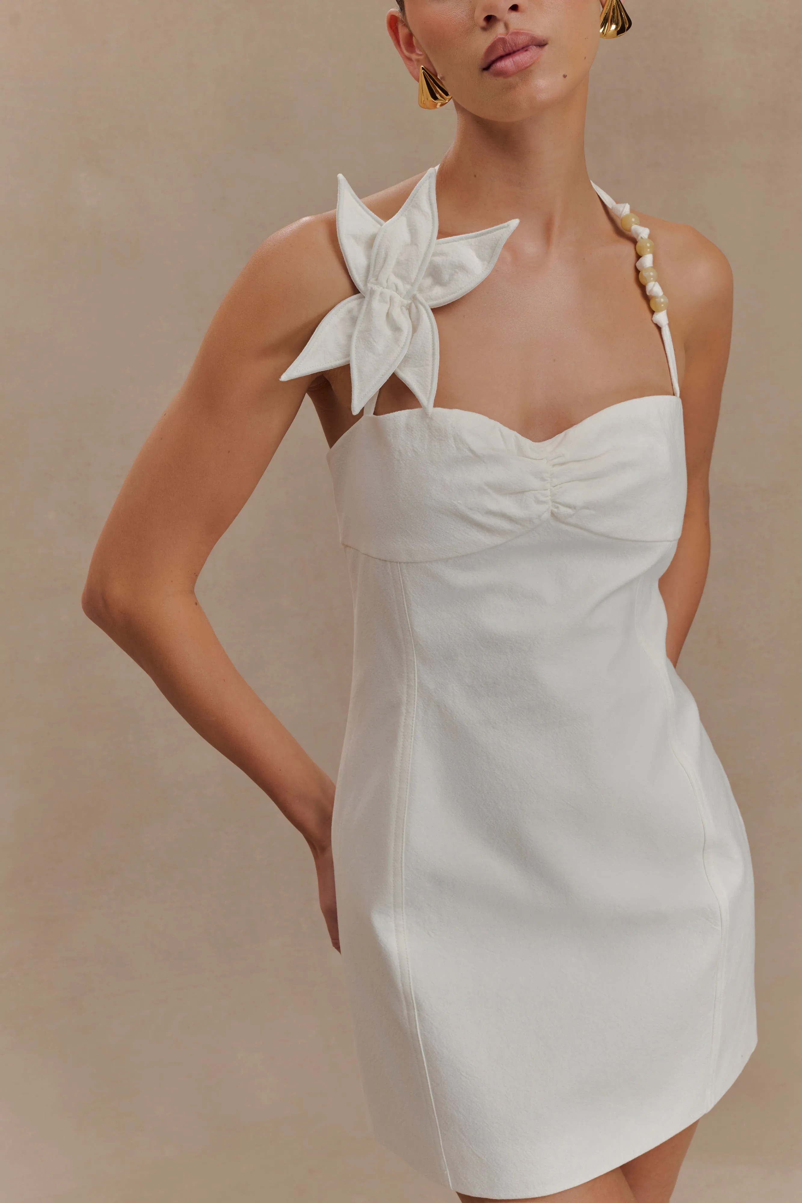 Soft cotton dress Reyes Cotton Floral Mini Dress - White