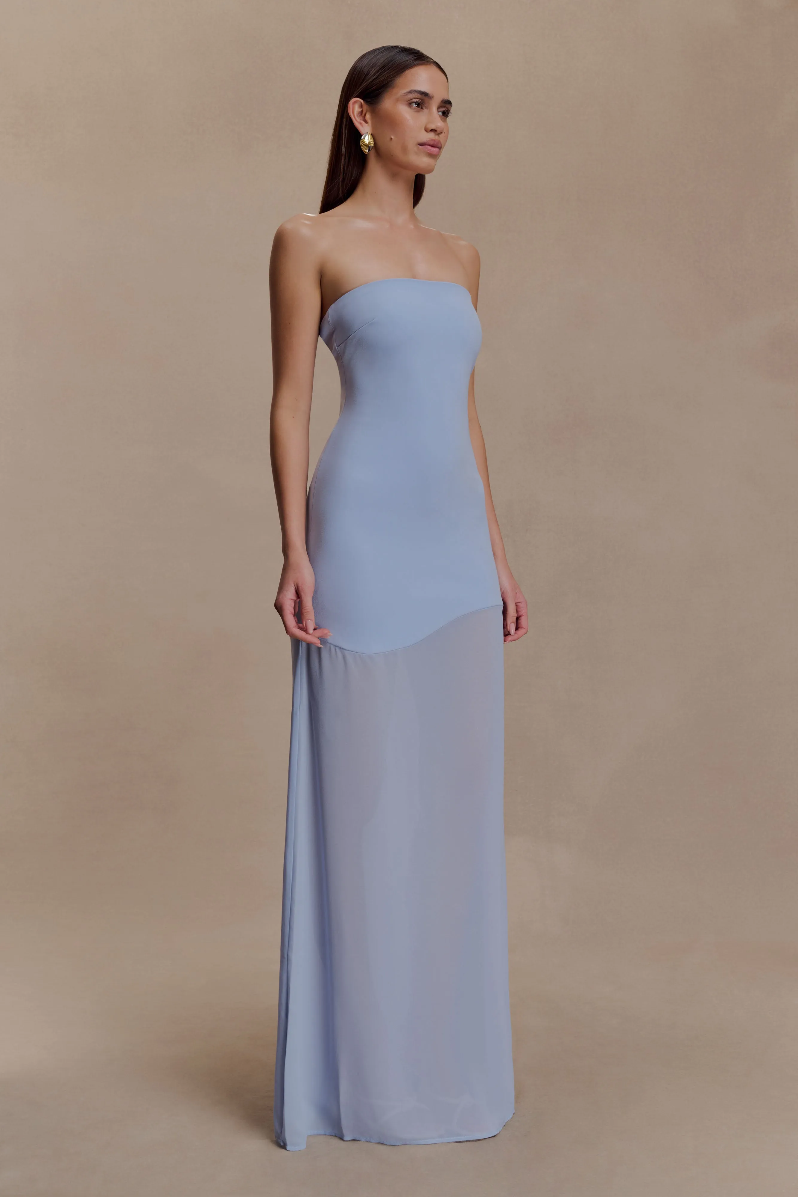 Mason Crepe And Chiffon Maxi Dress - Powder Blue Mood Glow Silky Mood