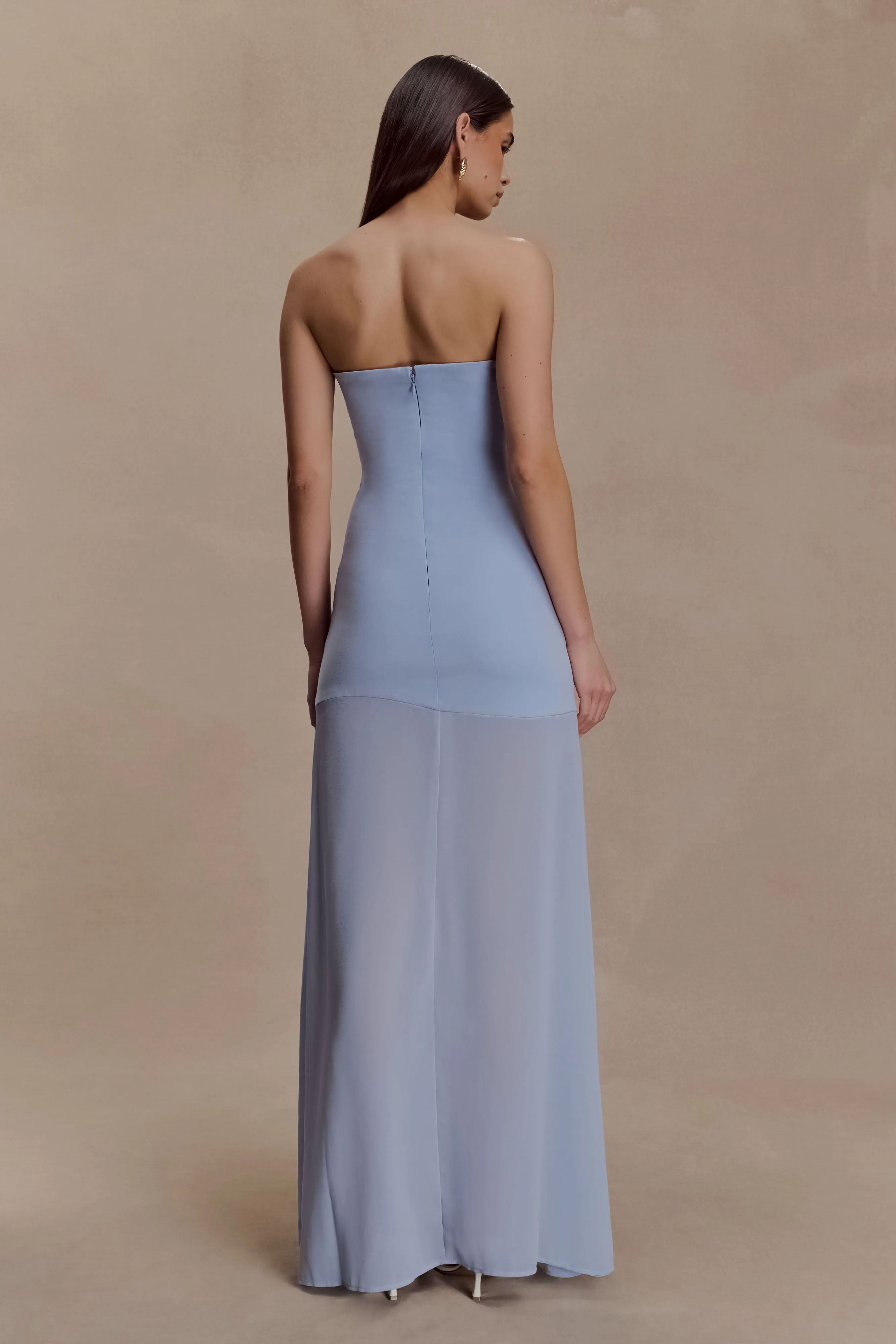 Elegant Style Mason Crepe And Chiffon Maxi Dress - Powder Blue