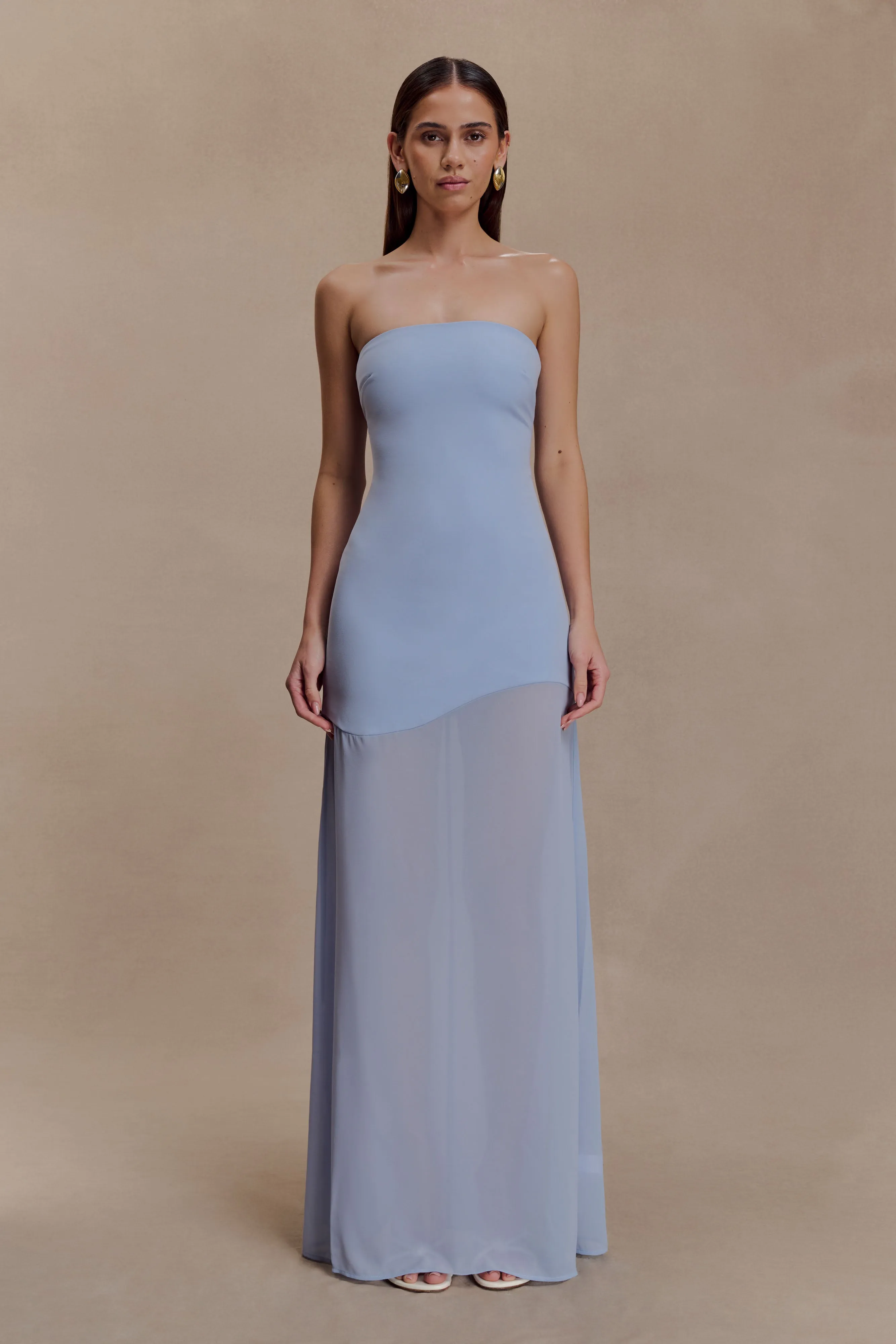 Soft Touch Mason Crepe And Chiffon Maxi Dress - Powder Blue