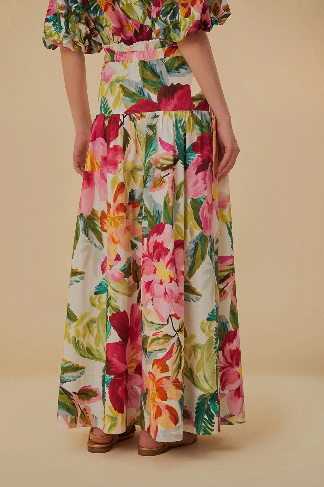 Off-White Painted Flowers Maxi Skirt Built In Shorts Neat Style