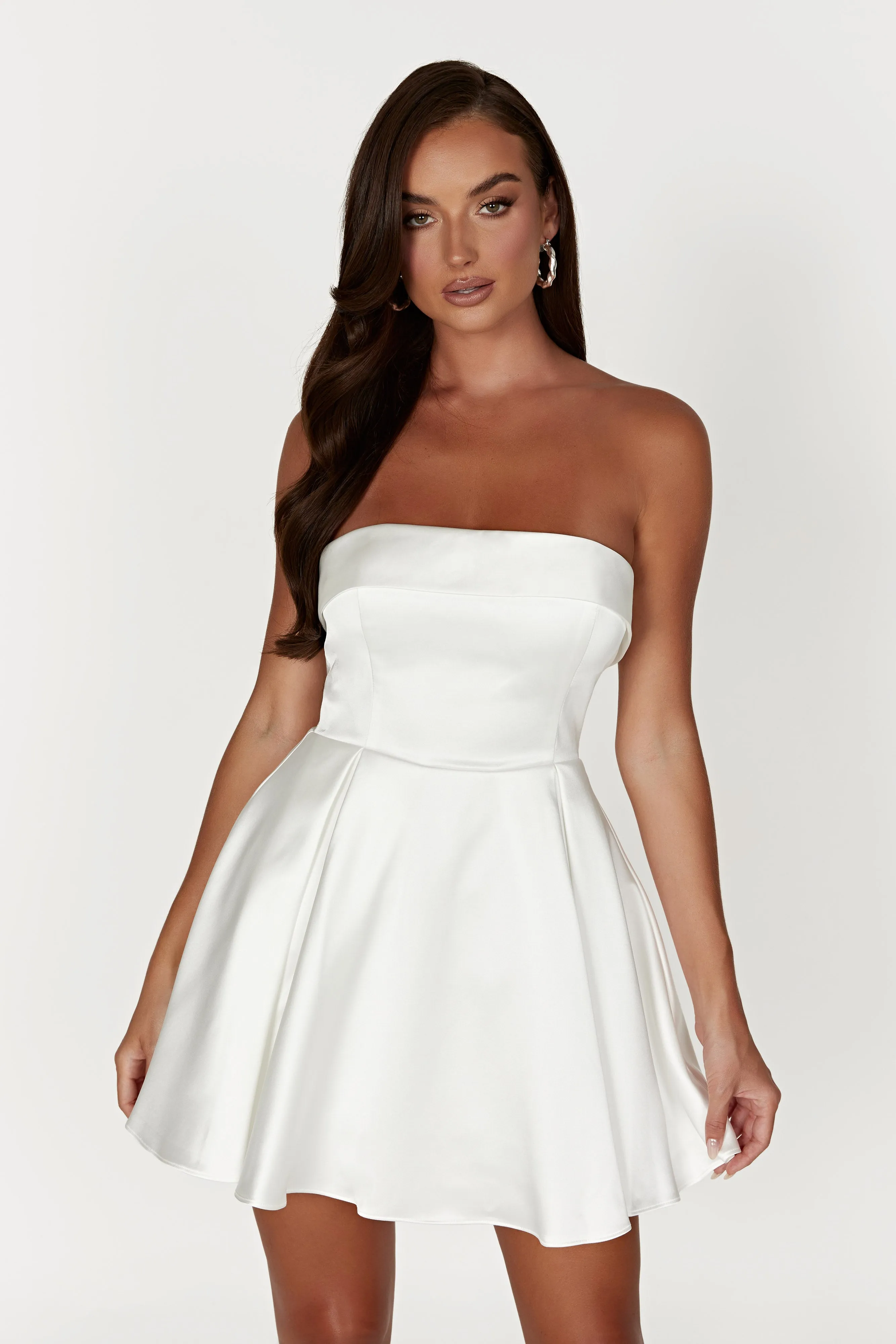 Eileen Mini Dress - White Elegant Charm Romantic dinner wear