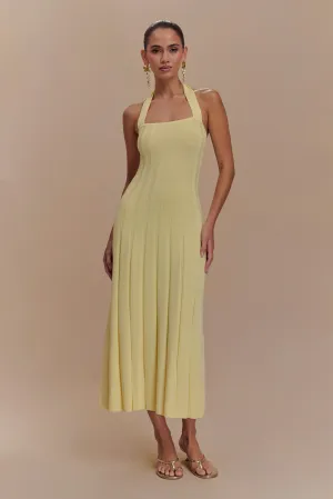 Jacqui Halter Knit Midi Dress - Lemon Travel Light Travel Vibe