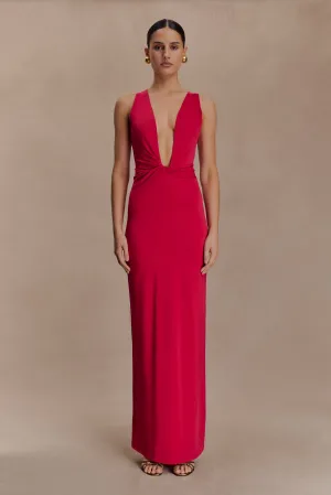 Stella Draped Slinky Maxi Dress - Fuchsia Pink Minimal Touch