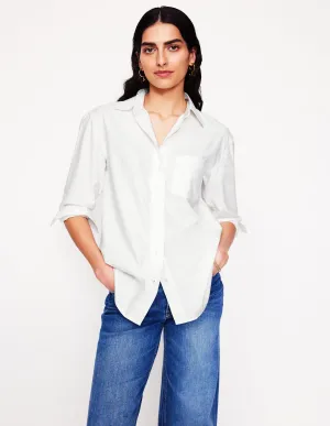 Relaxed Waist Sadie Relaxed Cotton Shirt-White Oxford
