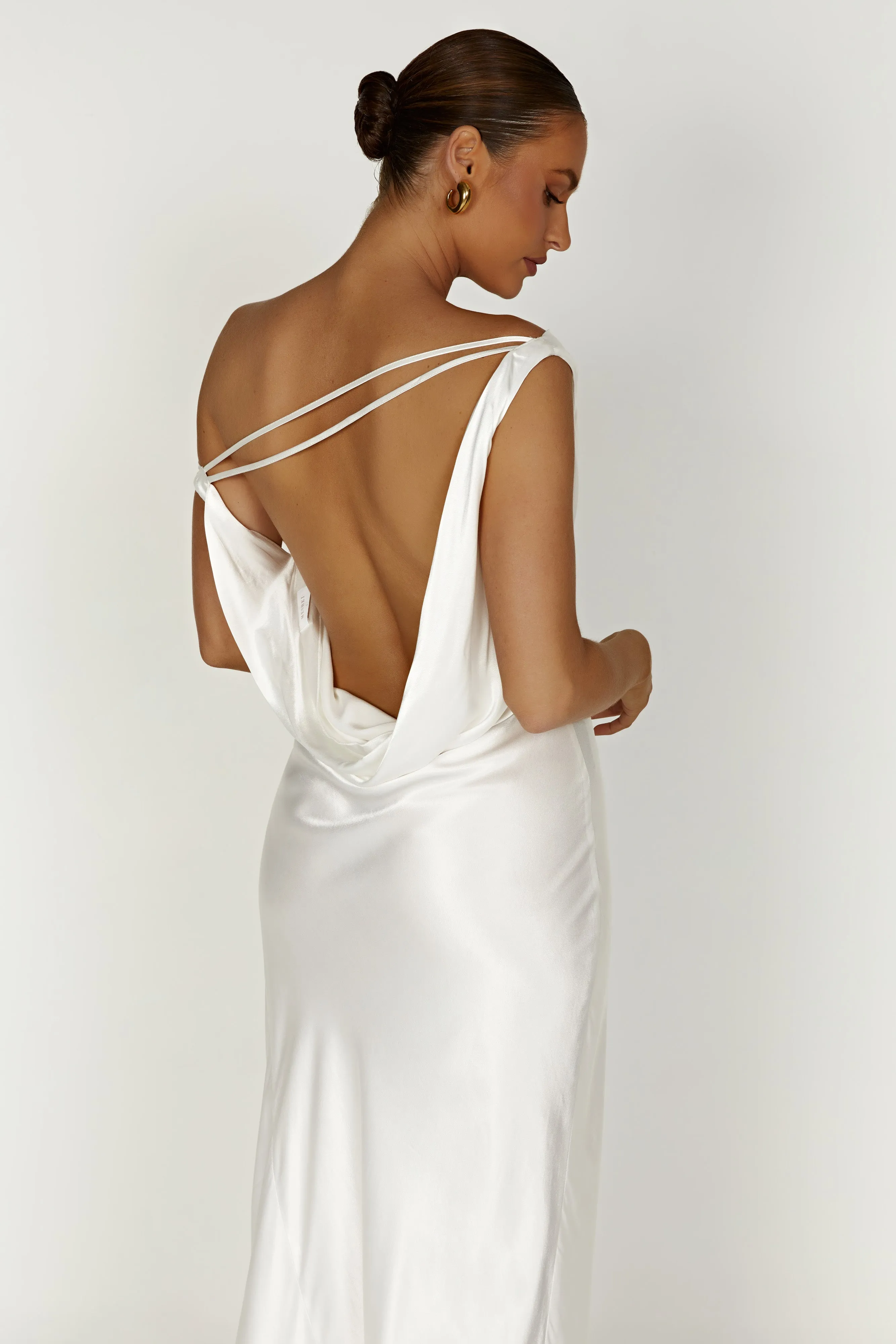 Yvette Slip Maxi Dress With Asymmetrical Hem - White Casual-Look Polished Design