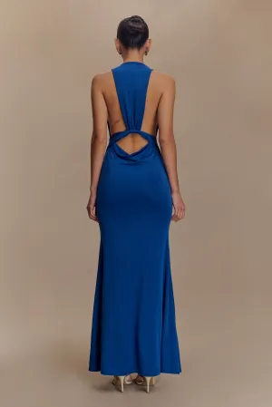 Elke Slinky V Neck Maxi Dress - Cobalt LightweightMaterial Polished office dress