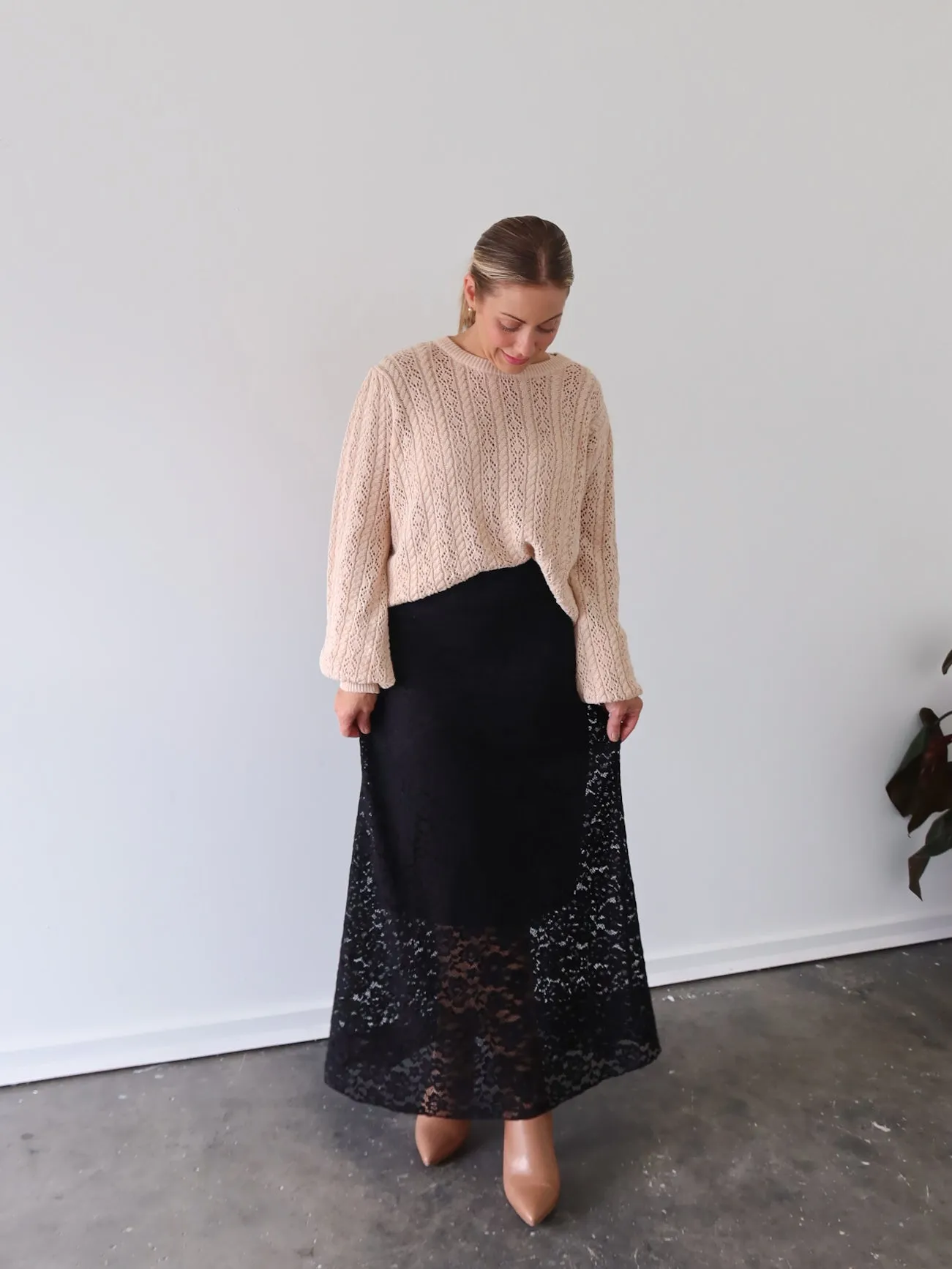 Ellie Skirt - Black Faux Leather Monochrome Outfit