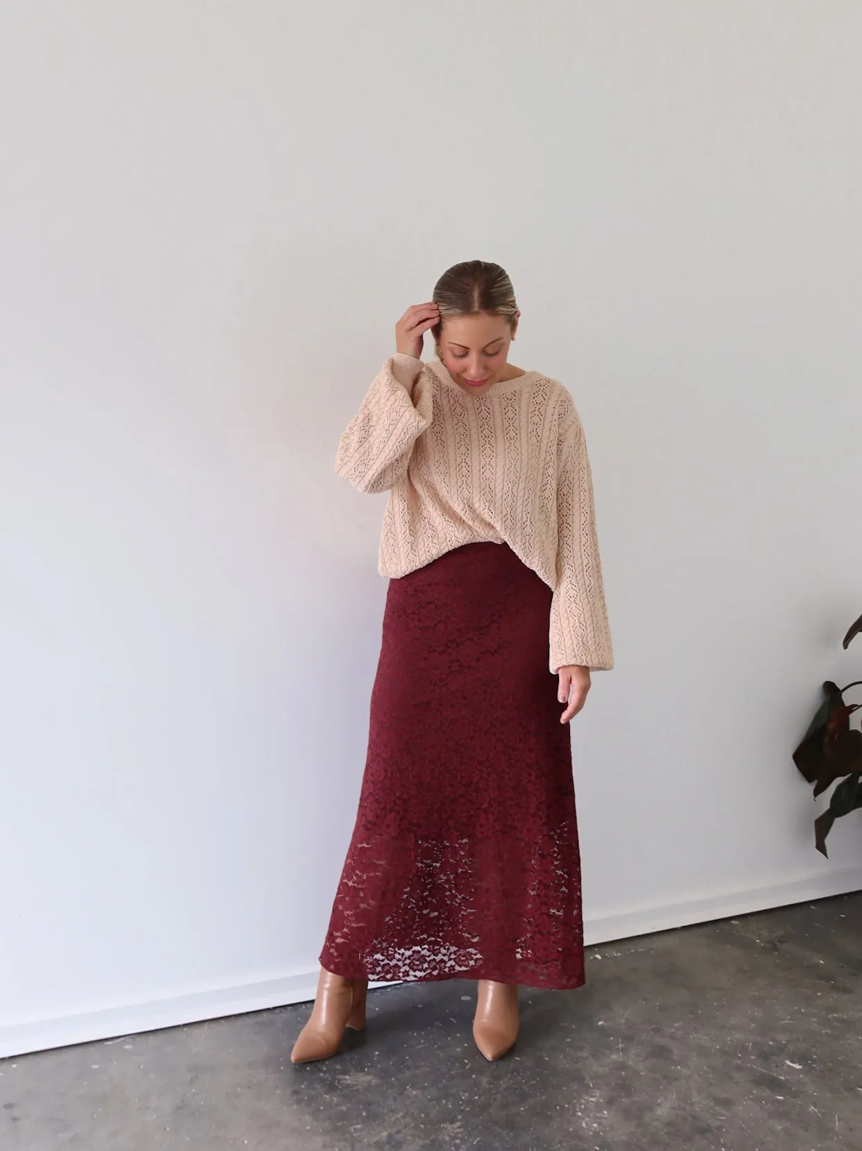 Ellie Skirt - Burgundy Flared hem