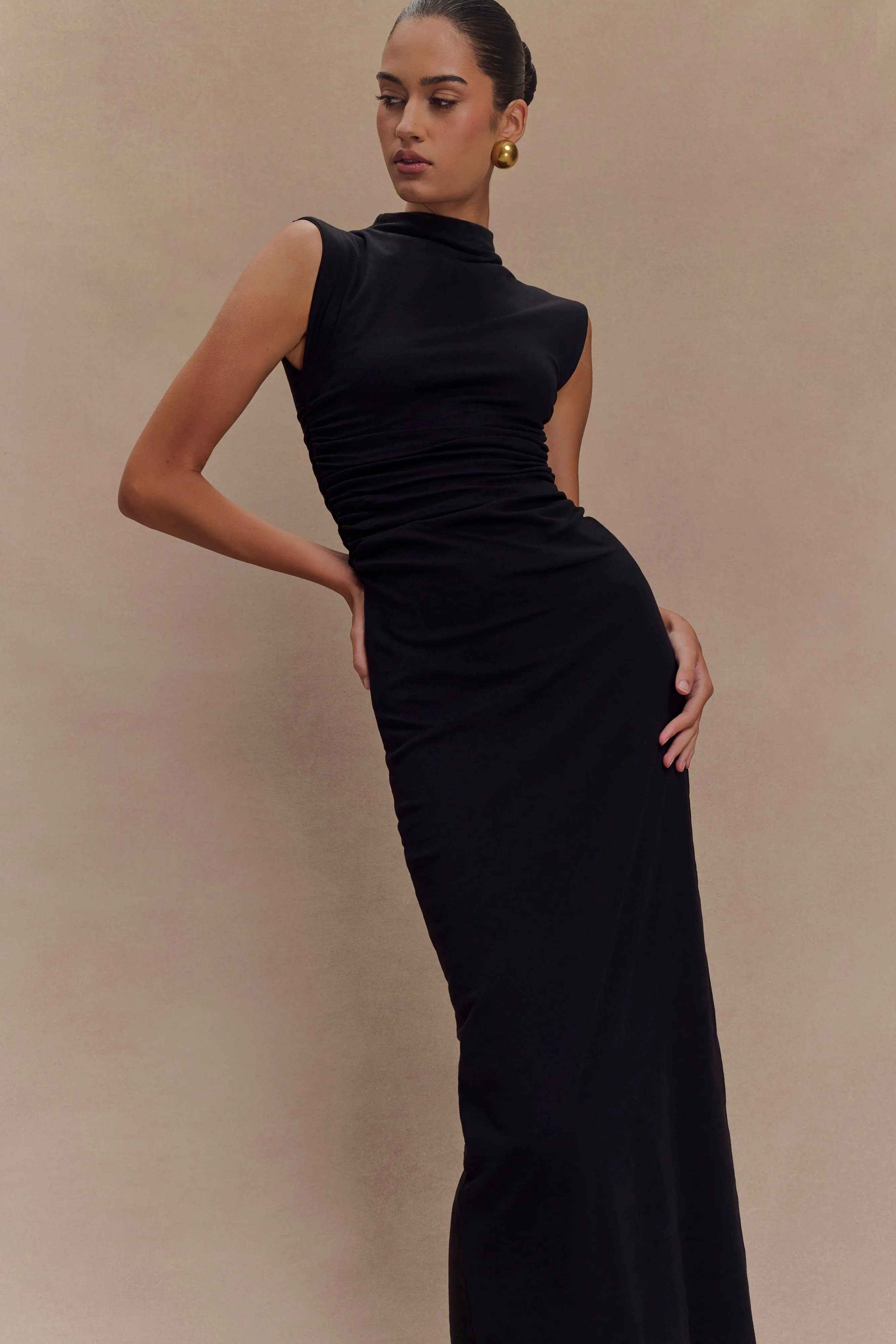 Elliot High Neck Sleeveless Maxi Dress - Black Cozy And Stylish Japan Cool
