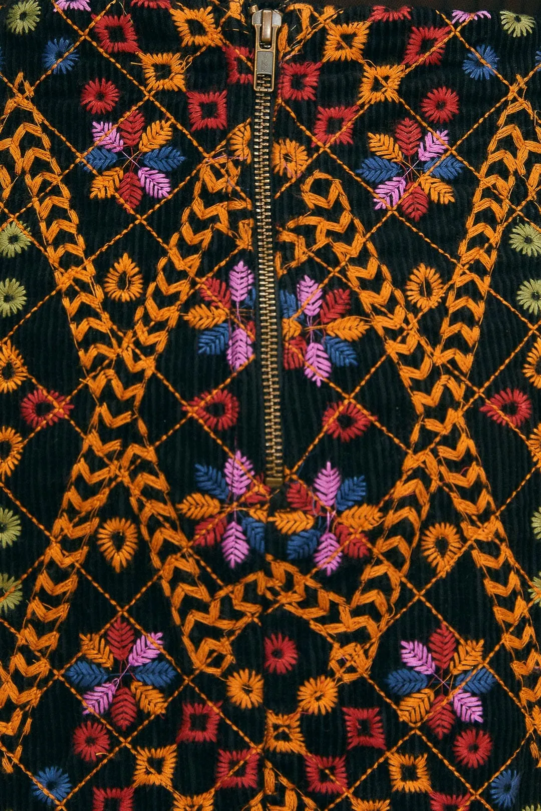 Embroidered Corduroy Mini Skirt Polished Fit Sustainable