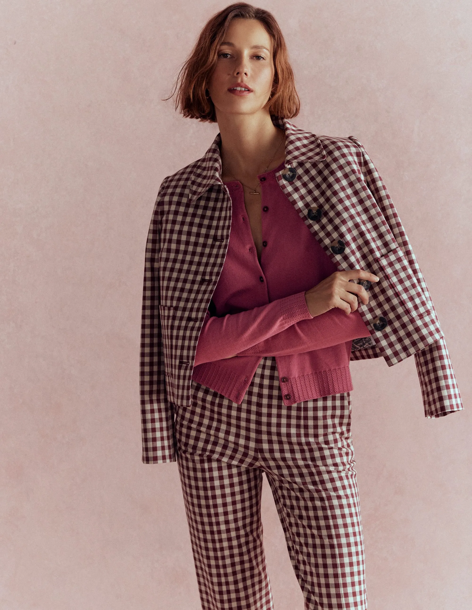 Emilia Cotton Crew Cardigan-Pink Heather Fresh Warmth