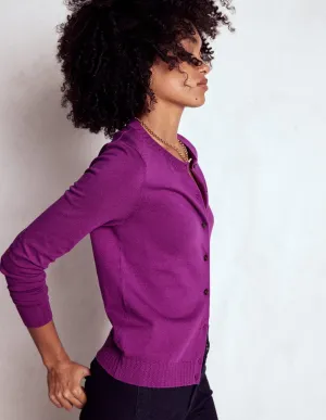 Emilia Cotton Crew Cardigan-Regal Purple Daily Wear