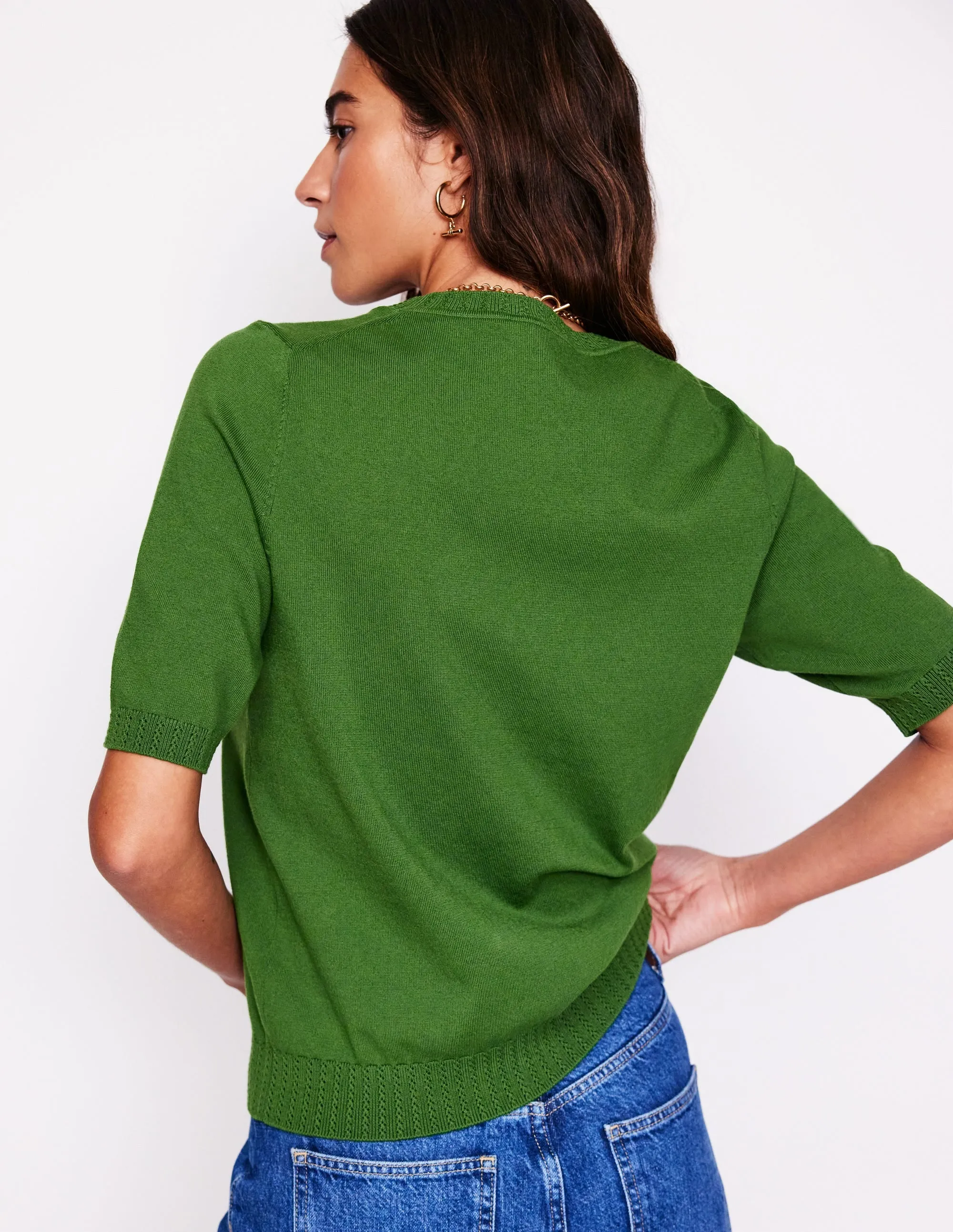 Daily Casual Emilia Cotton Crew T-shirt-Promenade Green