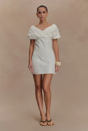 Pascale Off Shoulder Denim Mini Dress - White Petal Zone
