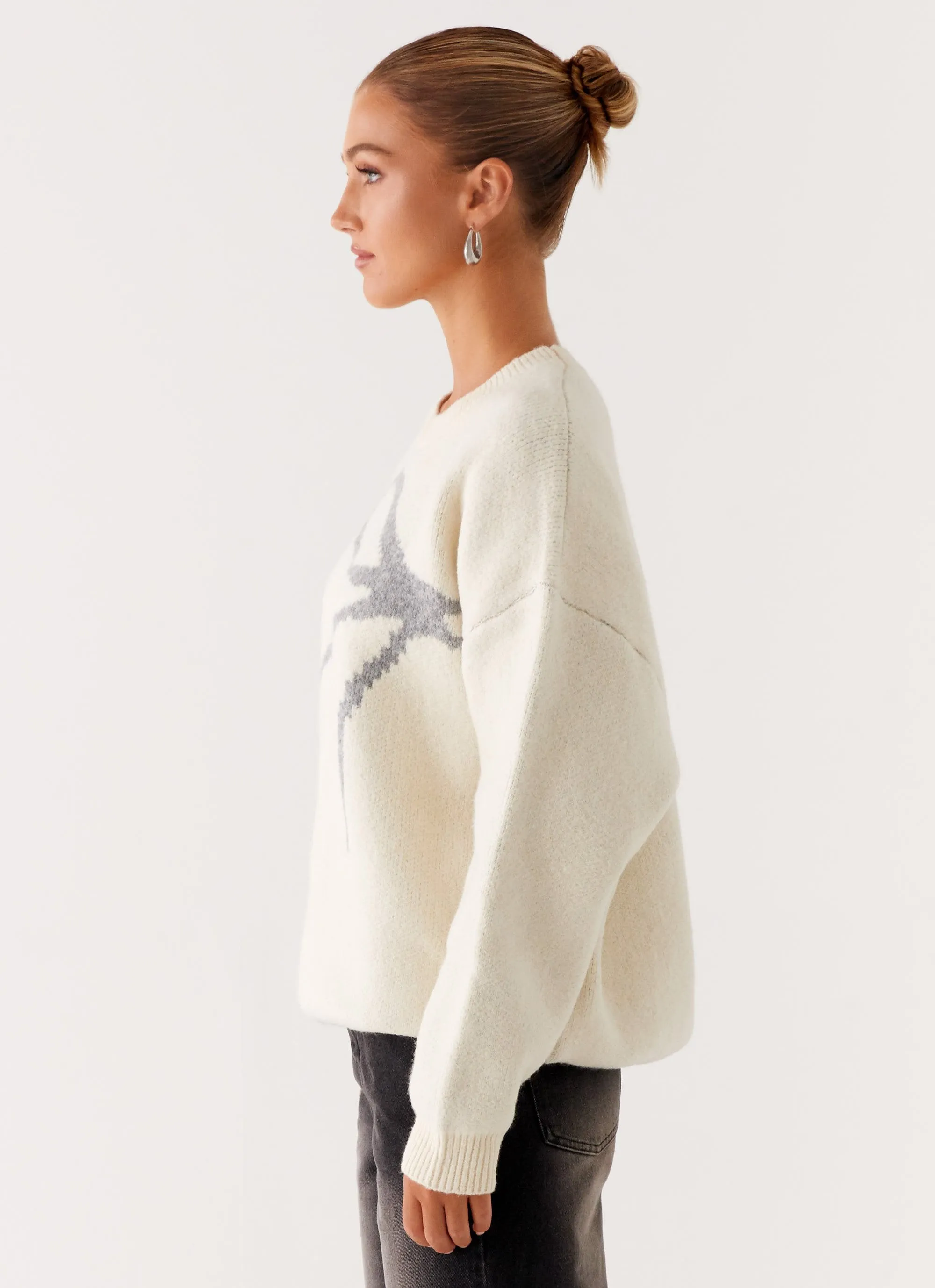 Textured Finish Flexible Layer System Dreamwood Knit Sweater - Ivory