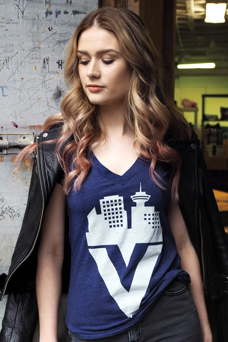 Vancity V-neck T-shirt (Womens) suitable for all genders Autumn coziness